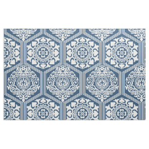 Elfzehntes Jahrhundert Hexagone - Indigo Blau und Stoff