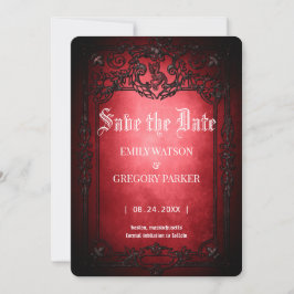 Elgant Gothic Aquamarin Rust Red Save the Date Ger