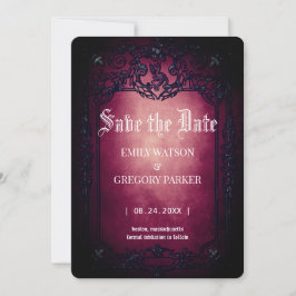 Elgant Gothic Aquamarin Rust Red Save the Date Ger