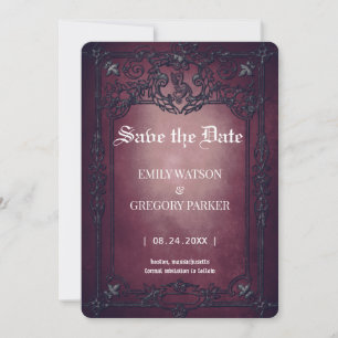 Elgant Gothic Aquamarin Rust Save the Date Gerahmt