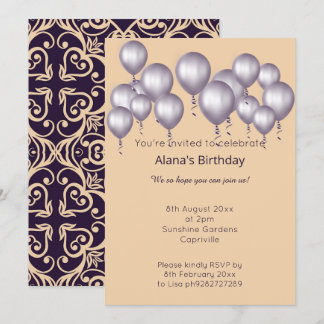 ELGANT MODERN DAMASK NAVY APRICOT EINLADUNG