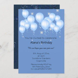 ELGANT NAVY MODERN SPRING BALLOON Sparkle Einladung