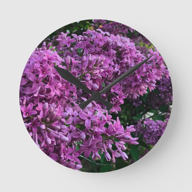 elgantes rosa lila Lilacs florales Foto Runde Wanduhr (Vorderseite)