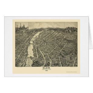 Elgin, carte panoramique de l'IL - 1880