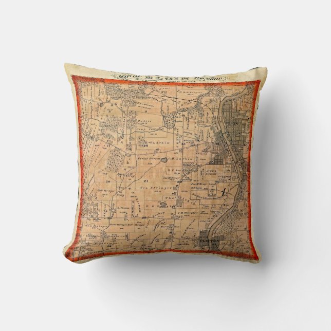 Elgin Illinois 1871 Karte Kane Landkreis Illinois Kissen (Vorderseite)