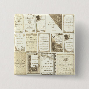 Elgin Illinois 1880er Jahre Sepia-Club-Einladungen Button