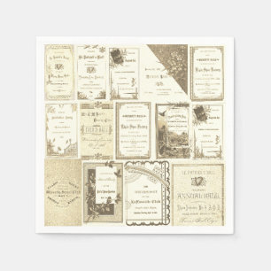 Elgin Illinois 1880er Jahre Sepia-Club-Einladungen Serviette