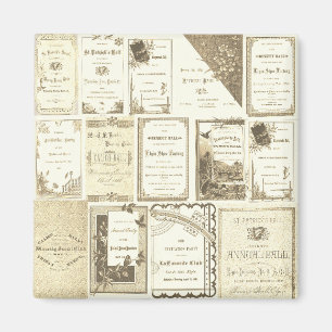 Elgin Illinois 1880's Club Einladungen Sepia Paper Magnet
