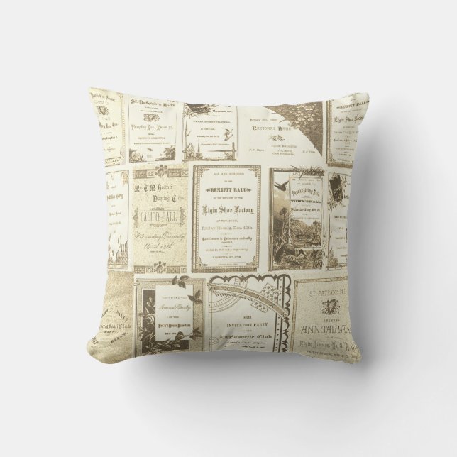 Elgin Illinois 1880's Sepia Club Einladungen Party Kissen (Vorderseite)