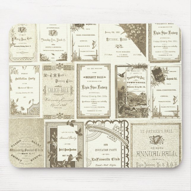 Elgin Illinois 1880's Sepia Club Einladungen Party Mousepad (Vorne)