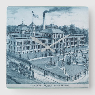 Elgin Watch Factory 1871 Image Elgin Illinois Quadratische Wanduhr