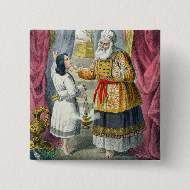Eli, das Samuel betreffend die Vision, von fragt Button (Vorderseite)
