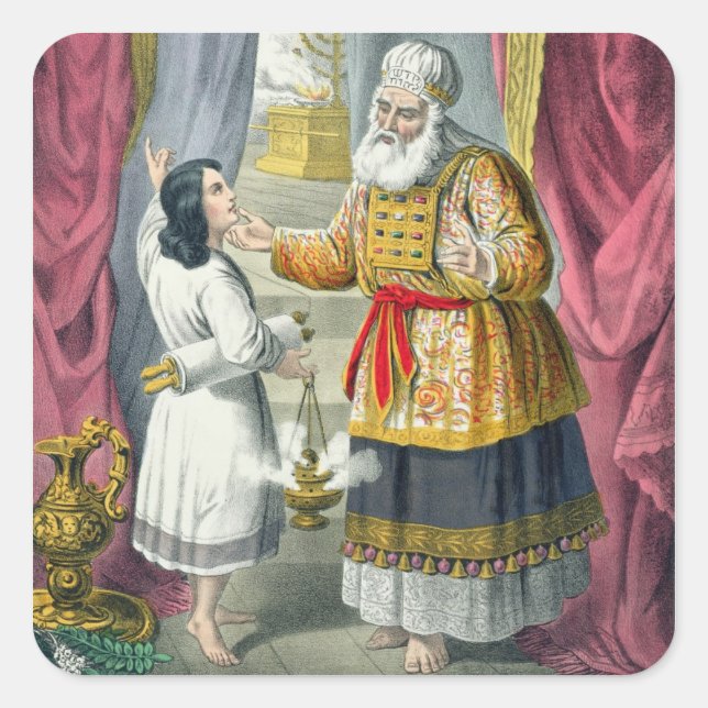 Eli fragte Samuel nach der Vision Quadratischer Aufkleber (Vorderseite)