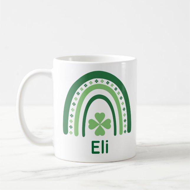 Eli Name Klee Boho Regenbogen Kaffeetasse (Links)
