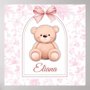 Eliana   Benutzerdefiniertes rosa Teddy-Bär-Kinder Poster