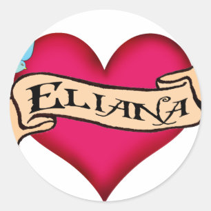 Eliana - Custom Heart Tattoo Runder Aufkleber