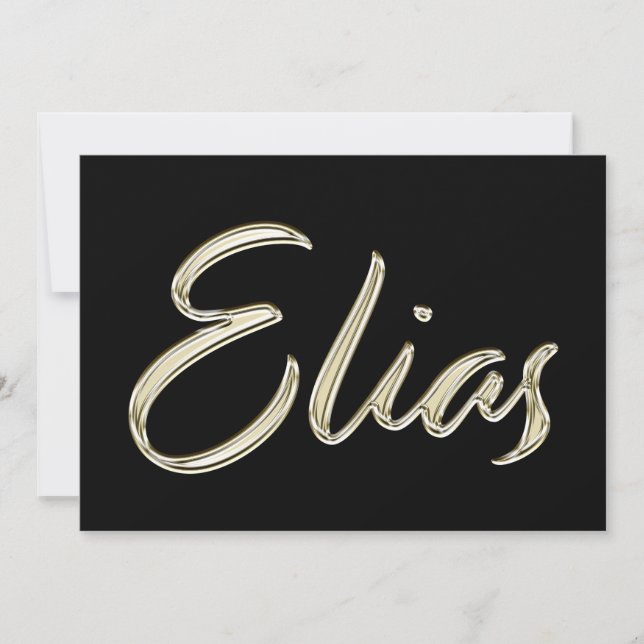 Elias Name white gold Handwriting Karte (Vorderseite)