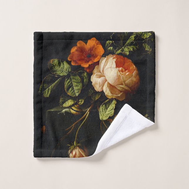 Elias van den Broeck, Stillleben mit Rose Badhandtuch Set (Waschlappen)