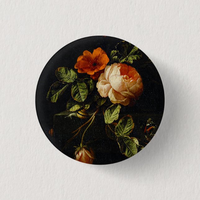 Elias van den Broeck, Stillleben mit Rose Button (Vorderseite)