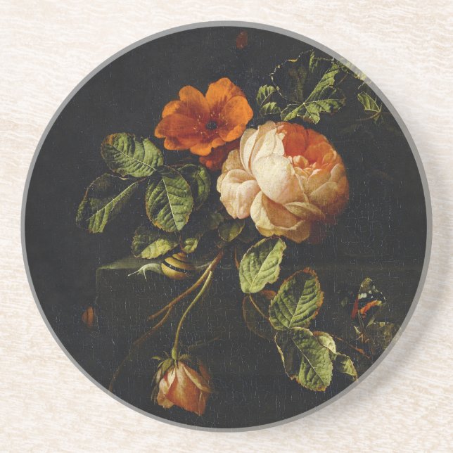 Elias van den Broeck, Stillleben mit Rose Getränkeuntersetzer (Vorne)