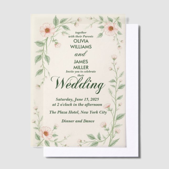 Eligant Simple Vellum Wedding Invitation Overlay (Versetzt)