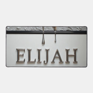 Elijah Chrome Namensschild mit flüssigen Metalltro Schreibtischunterlage
