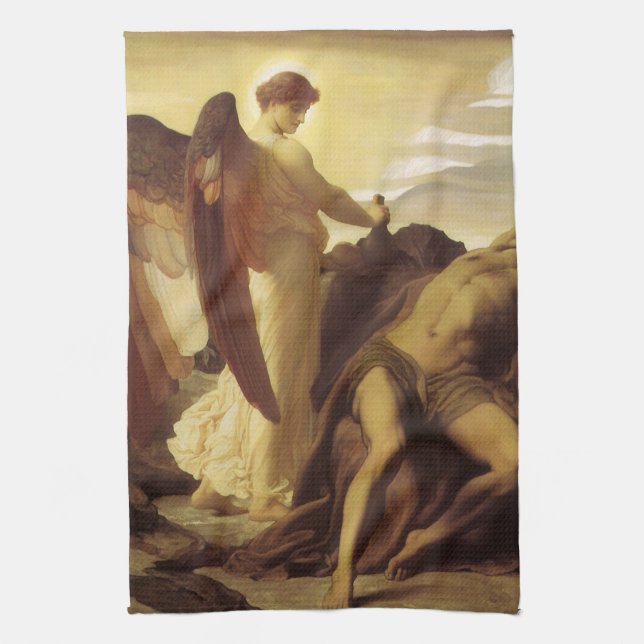 Elijah in Wilderness von Lord Frederic Leighton Geschirrtuch (Vertikal)