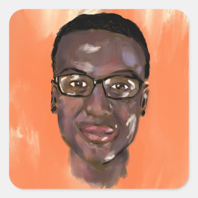 elijah mcclain Gemälde Quadratischer Aufkleber (Vorderseite)