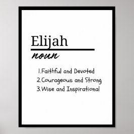 Elijah, Personalisierter Name Definition für Junge Poster