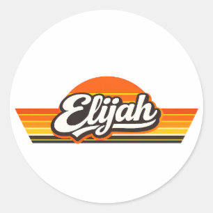 Elijah Retro-Sonnenuntergangs-Name-Design Runder Aufkleber