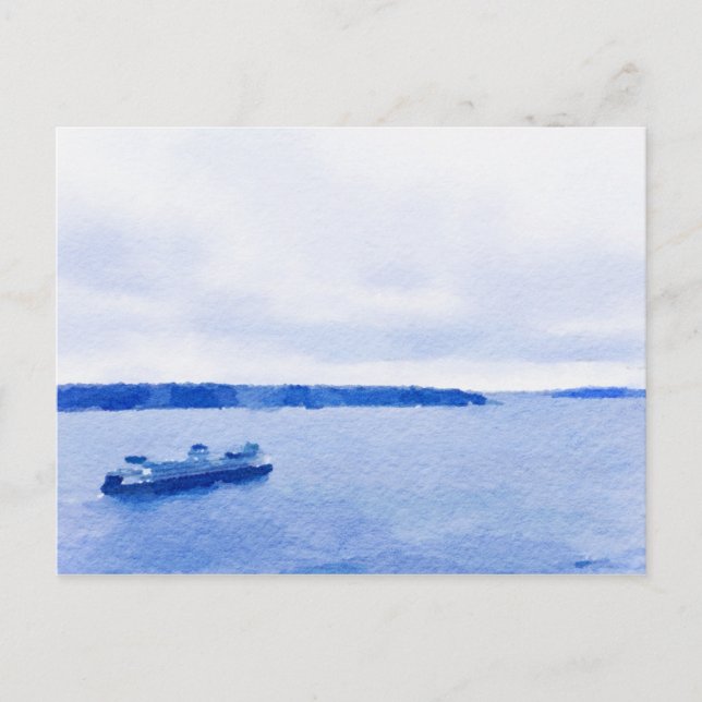 Eliot Bay Seattle Ferry Watercolor Postkarte (Vorderseite)
