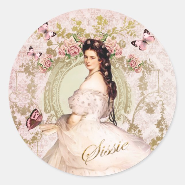 Elisabeth of Bavaria, Empress of Austria Sissi Runder Aufkleber (Vorderseite)