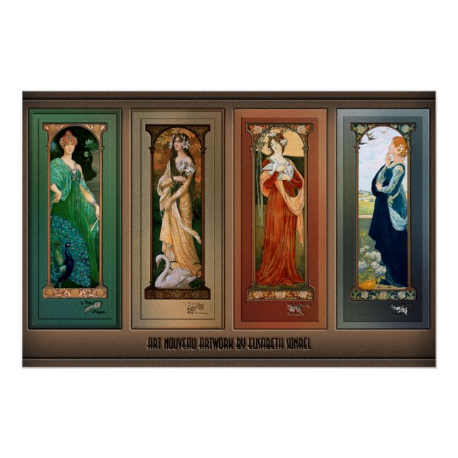 Élisabeth Sonrel Art Nouveau Maiden Bird Series Poster (Vorderseite)