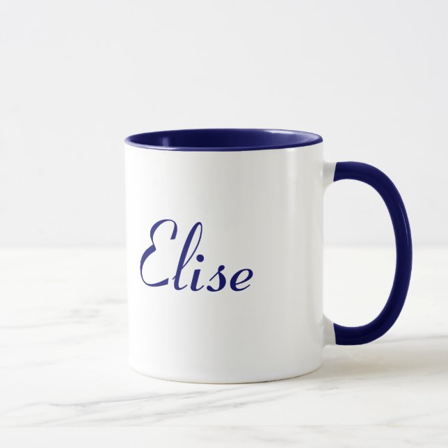 Elise Nom Mug Joli bleu et blanc (Droite)