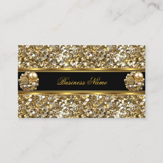 Elite Business Gold Eleganter Glitzer Jewel 2 Visitenkarte (Vorderseite)