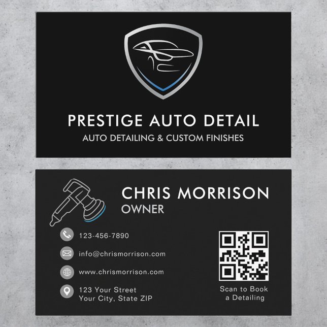 Elite Car Wash QR Code Vehicle Detailing Service Visitenkarte (Von Creator hochgeladen)