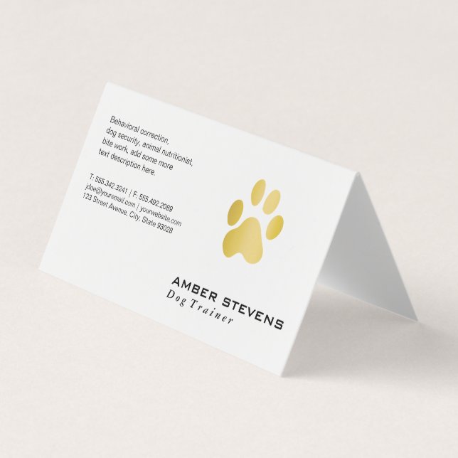 Elite Dog Trainer Golden Paw Visitenkarten (Vorderseite)