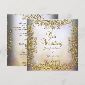 Elite Elegant Wedding Beige Gold Einladung