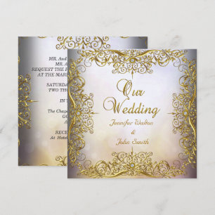 Elite Elegant Wedding Set Beige Gold Einladung