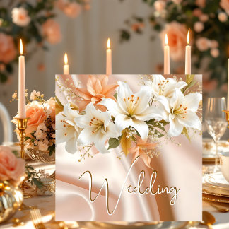 Elite-Hochzeit Blumenlilien Weiß Pfirsich Seide Einladung