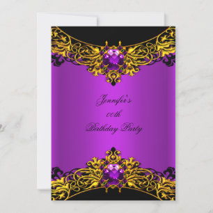 Elite Magenta Gold Black Lace Geburtstagsparty Einladung