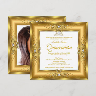 Elite Quinceanera 15. Gold Perlen-Edelstein-Tiara  Einladung