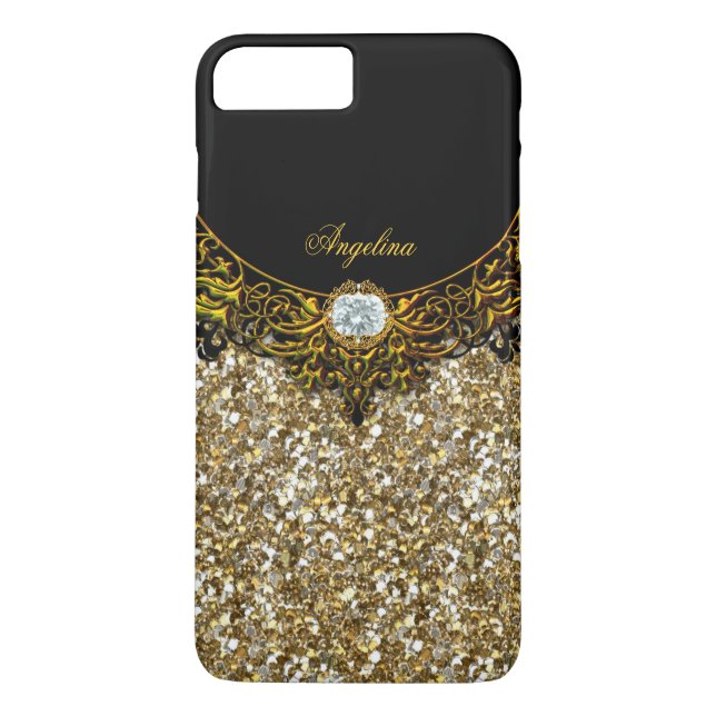 Elite Regal Gold Black Diamond Jewel Case-Mate iPhone Hülle (Rückseite)
