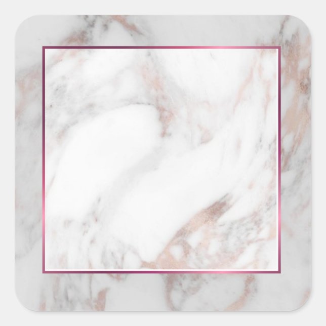 Elite Rose Gold Marmor Blank Template Elegant Quadratischer Aufkleber (Vorderseite)