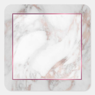 Elite Roségold Marmor Leer Vorlage Elegant Quadratischer Aufkleber