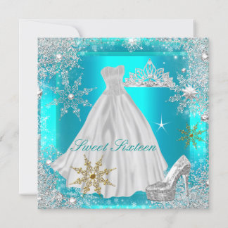 Elite Sweet 16 16 . Geburtstag Hot Aquamarin White Einladung