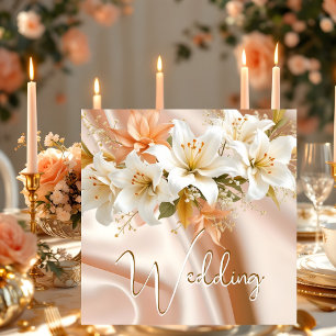 Elite Wedding floral Lilies White Peach Silk Einladung