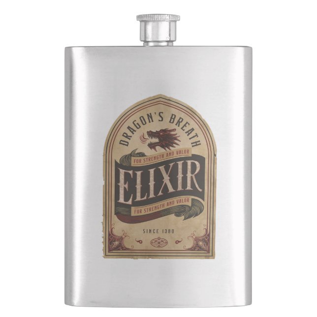 Elixir Dragon's Atem Halloween-Party Vintag Flachmann (Vorderseite)