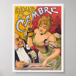 Élixir La Cambre Poster vintage vers 1900