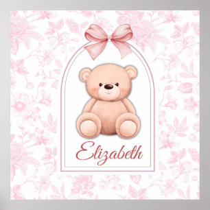 Elizabeth Benutzerdefiniertes rosa Teddy-Bär-Kin Poster